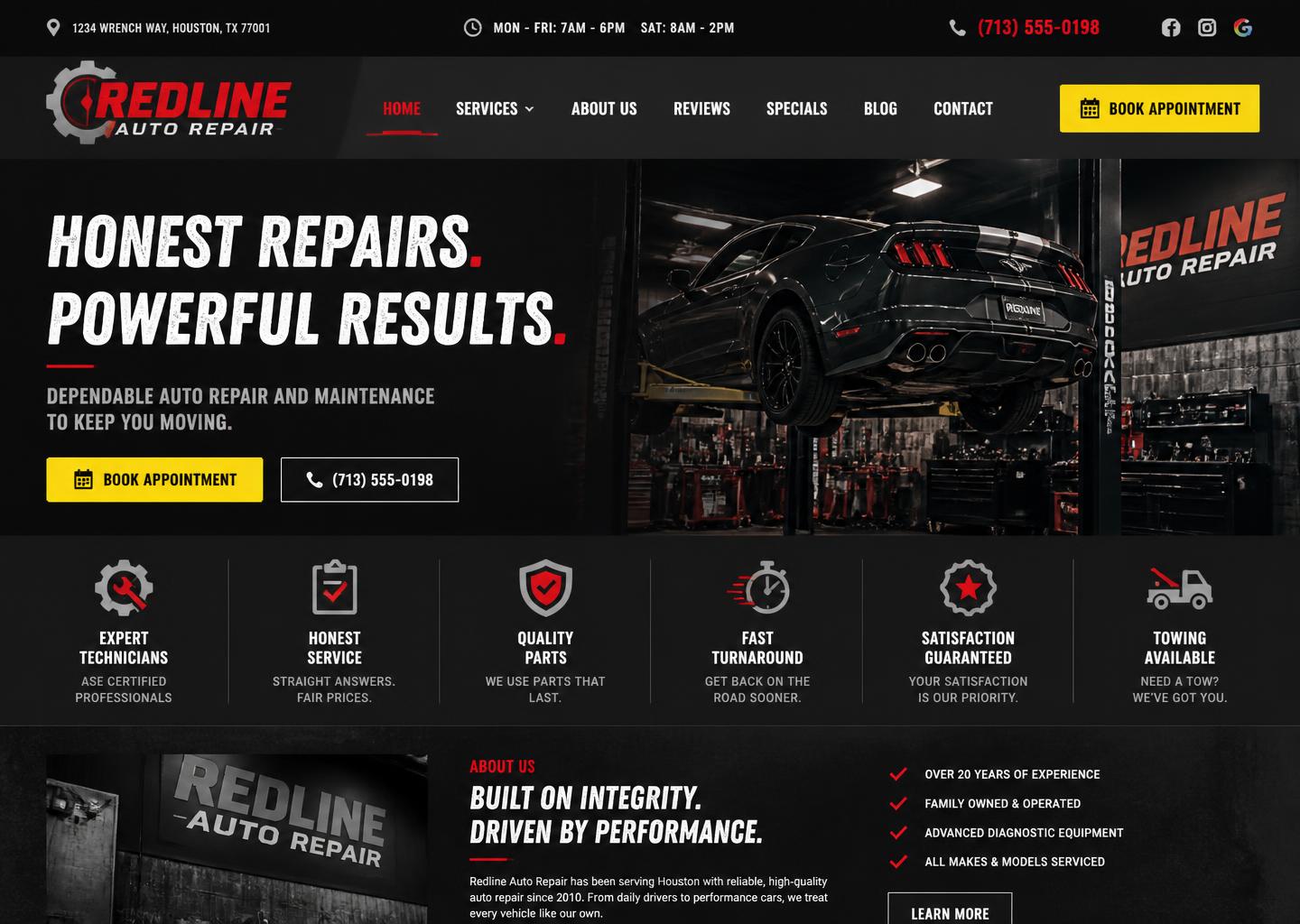 Northside Auto Repair desktop website design