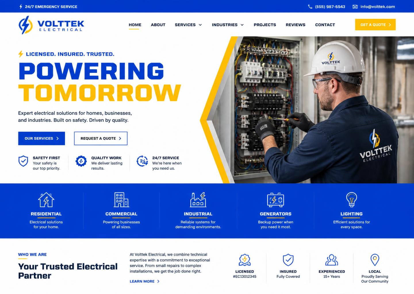 Brightline Electric desktop website design