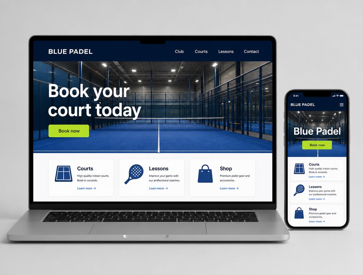 Blue Padel Club website preview